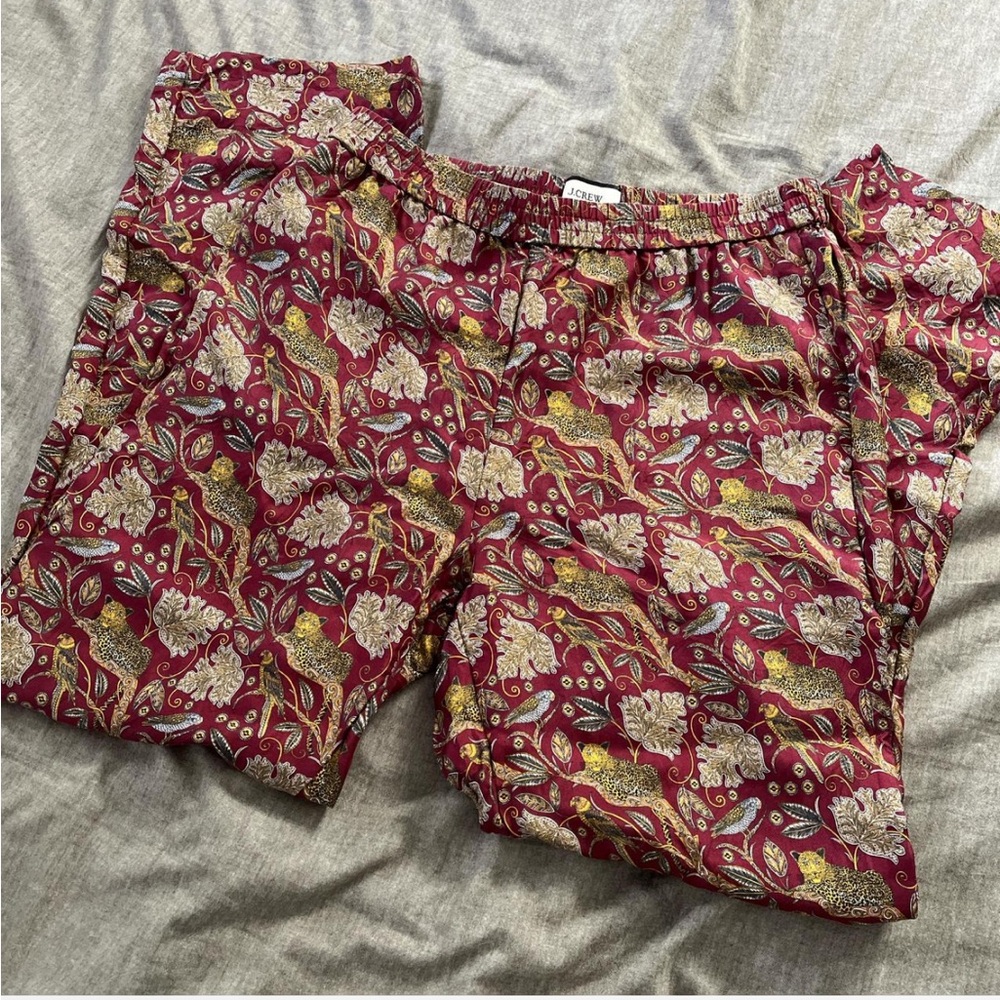 J. Crew Collection 100% Silk Burgundy Capri Pants